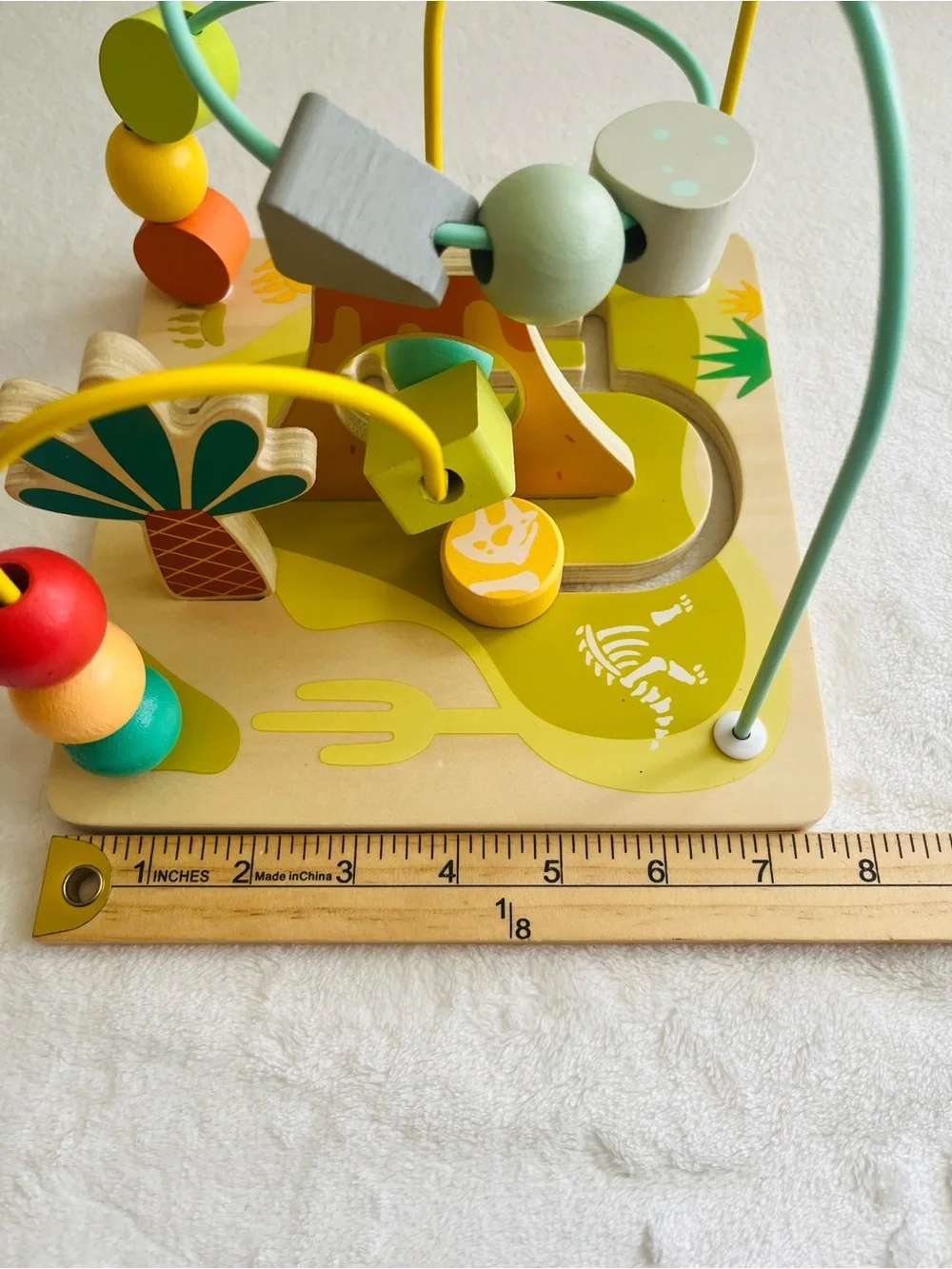 Wooden Bead Maze Activity Toy - Green/Yellow/Orange